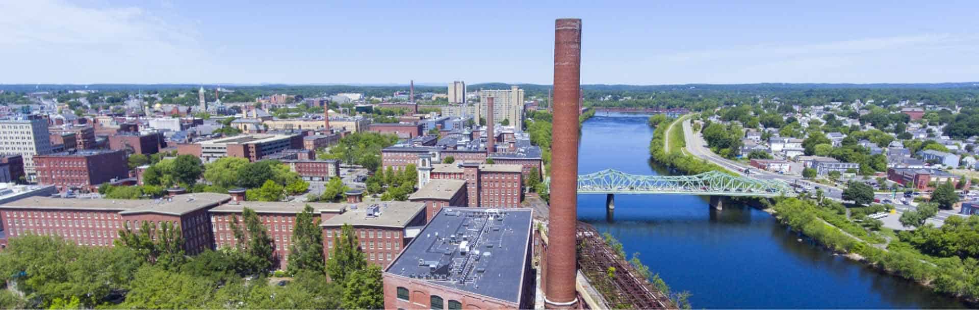 Aerial view of Lowell Massachusetts